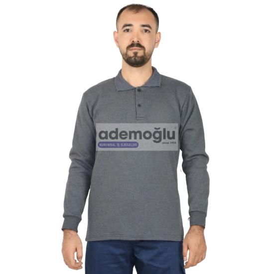 Polo Yaka Sweatshırt Koyu Gri