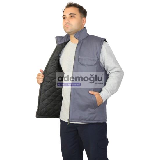 Kışlık Gabardin Yelek Gri