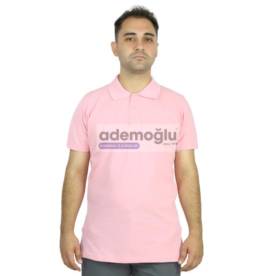 Polo Yaka Tişört Açık Pembe